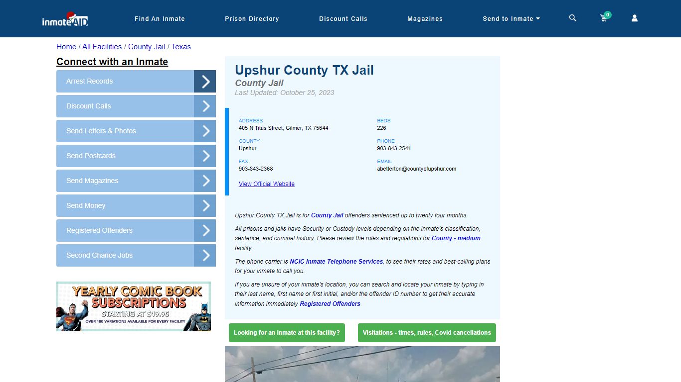 Upshur County TX Jail - Inmate Locator - Gilmer, TX