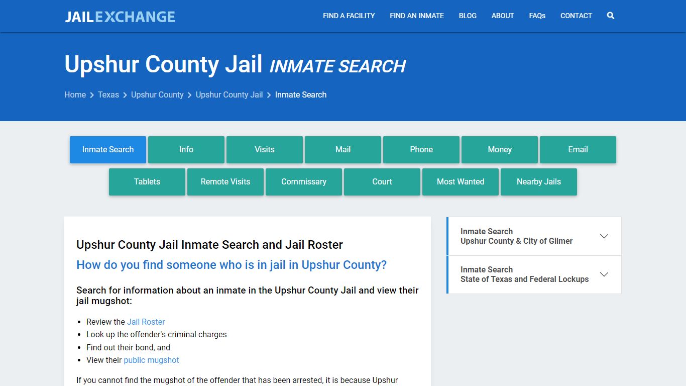 Inmate Search: Roster & Mugshots - Upshur County Jail, TX - Jail Exchange