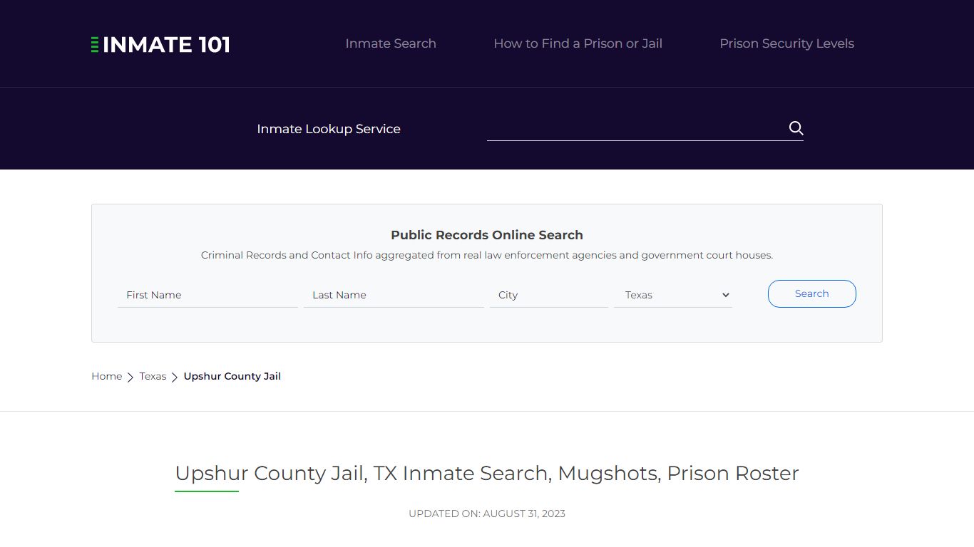 Upshur County Jail, TX Inmate Search, Mugshots, Prison Roster